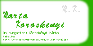 marta koroskenyi business card