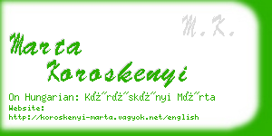 marta koroskenyi business card